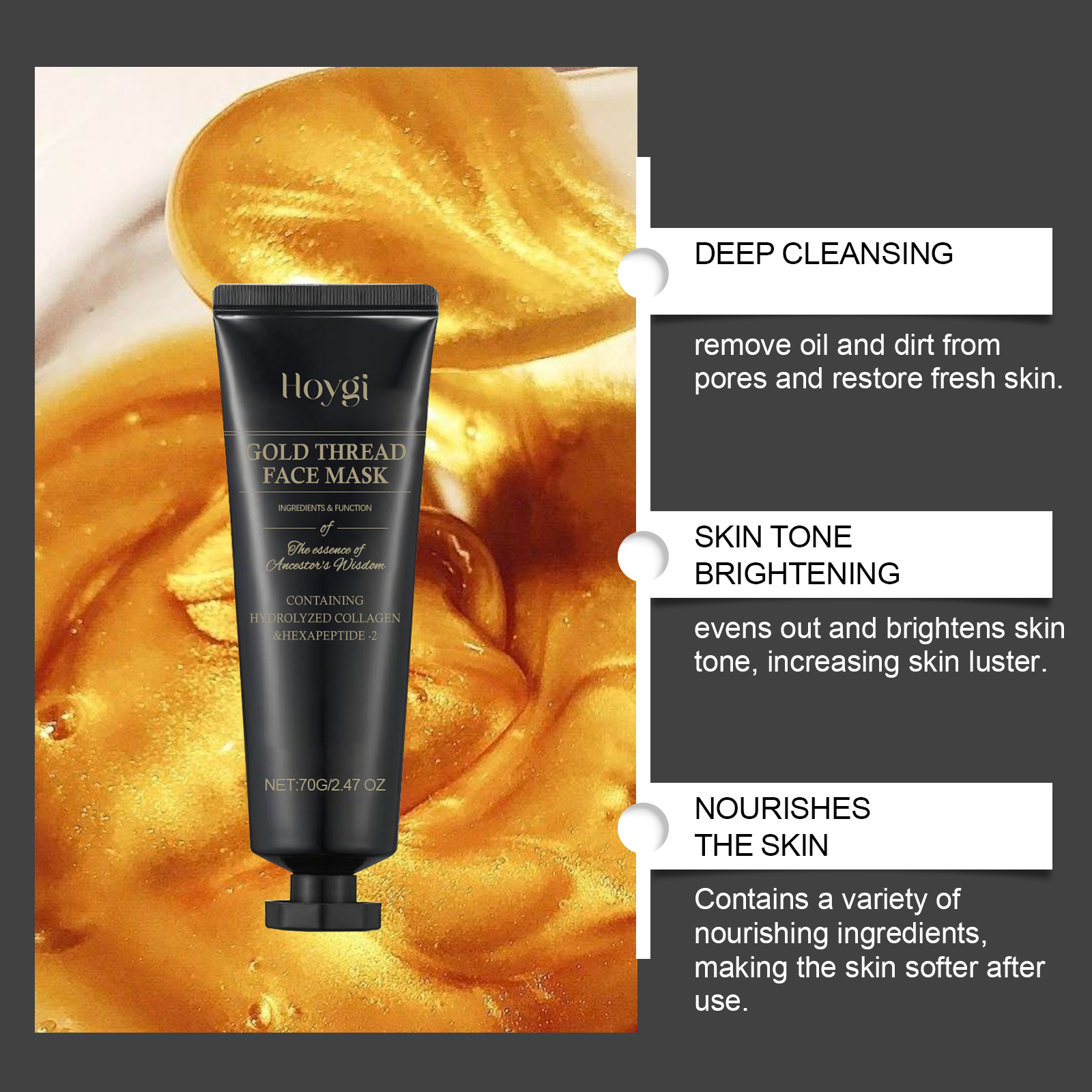 HOYGI 24K Gold Peeling Face Ma - огляд і ціна Luxury Skincare For Women